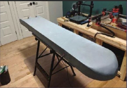 Narco-submarine on support bench