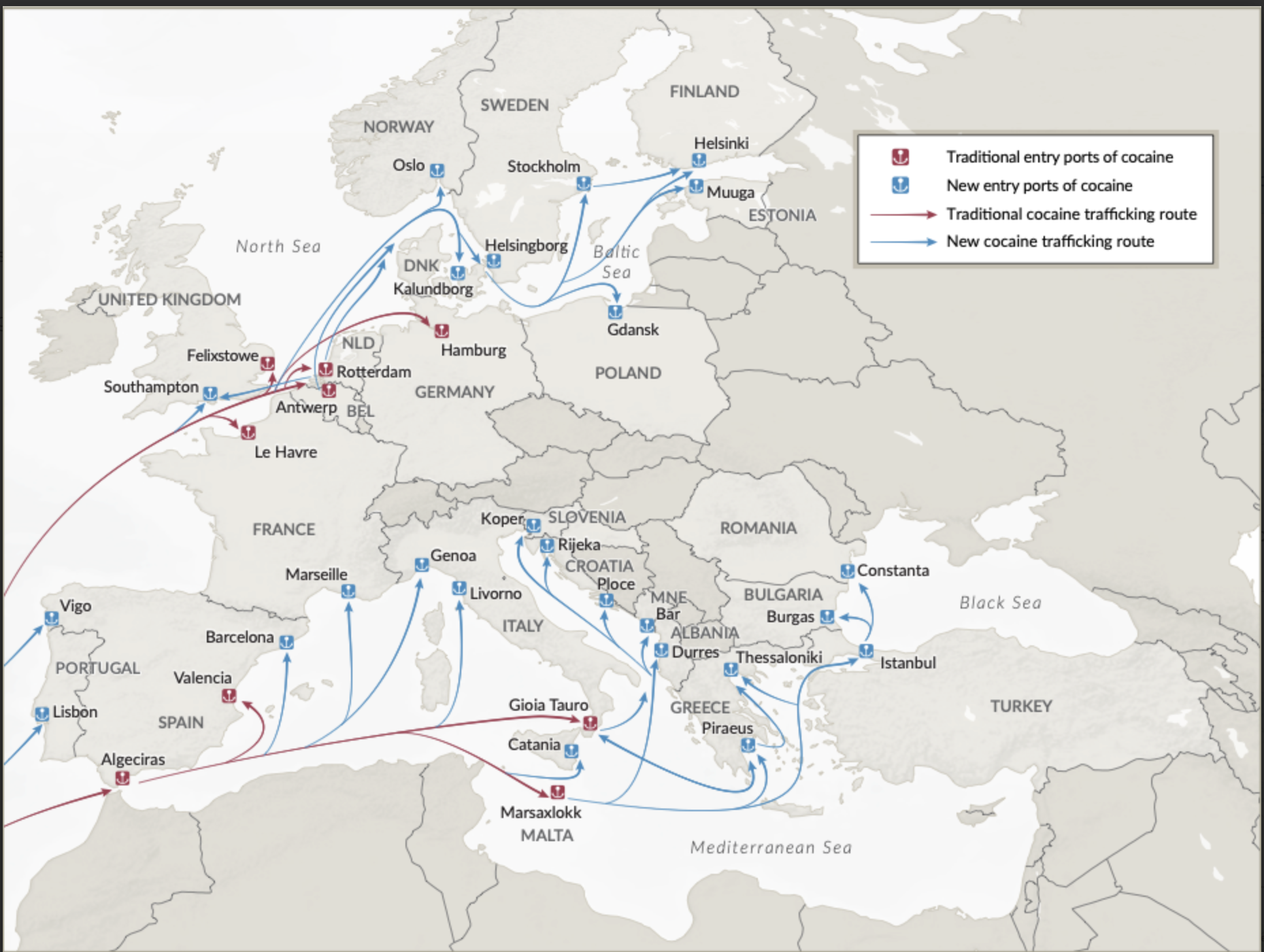 Mediterranean routes map